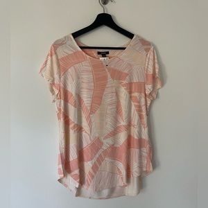 ALFANI STRIPED ROUNDED-HEM TOP CLEAN PALM L